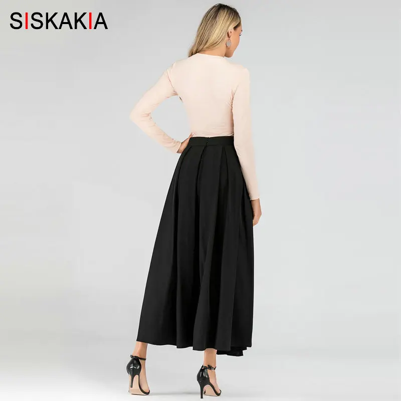 Siskakia мусульманские женские юбки длинные драпированные качели Макси однотонная плиссированная юбка ампир универсальная Арабская повседневная одежда цвета хаки Новинка
