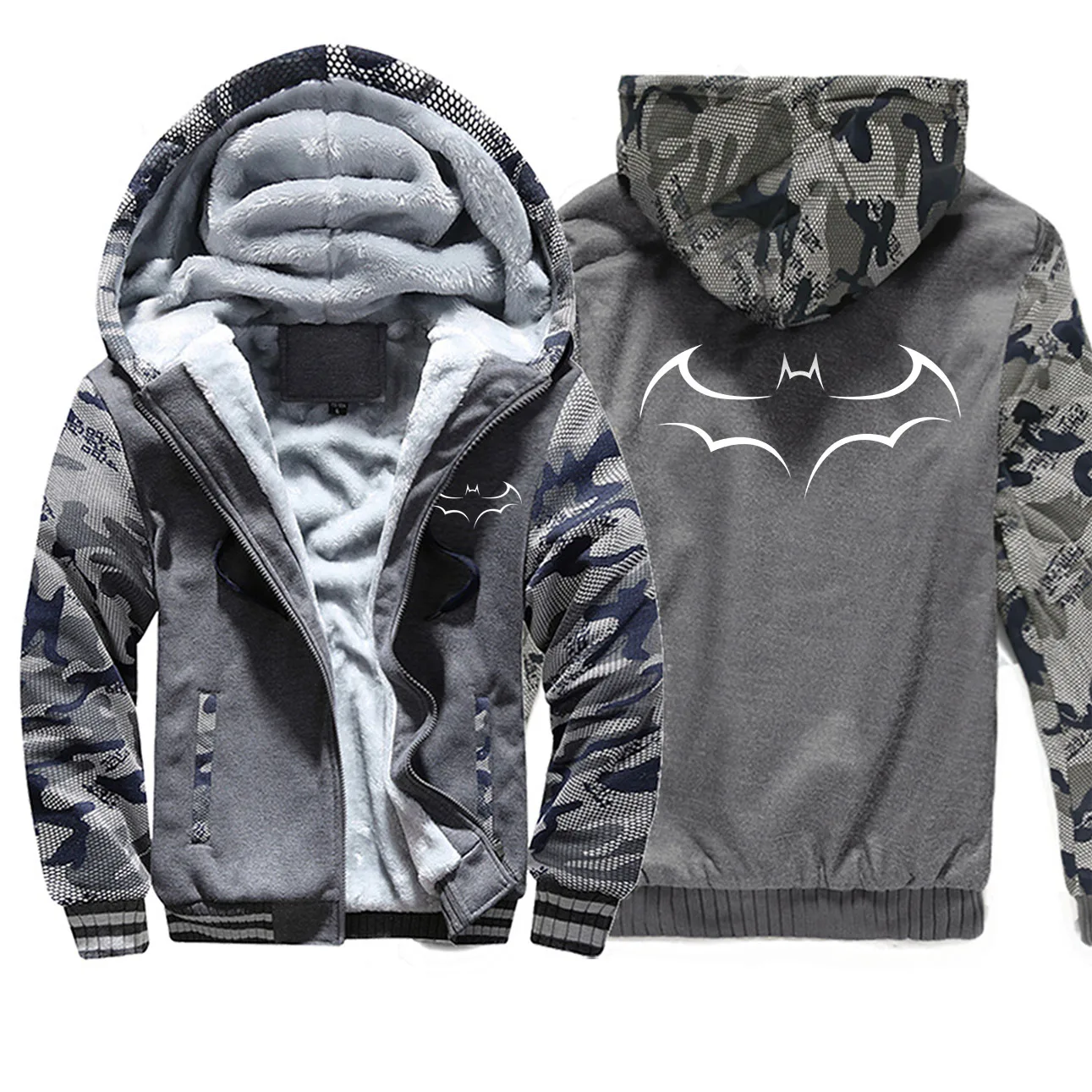 Бэтмен зимняя куртка мужская камуфляж флис толстый теплый супер герой мужские