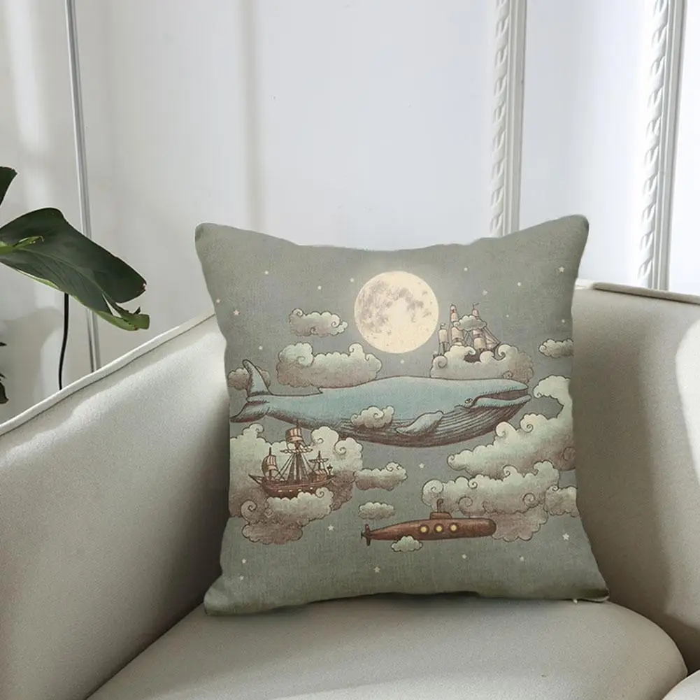 

Ocean Cushion Covers Sailboat Pillow Cushions Animal Hotel Case Modern 43X43Cm Whale Art Pillow Jute Throw Designer N1K9