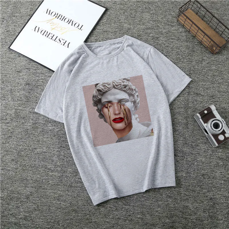 Poleras Mujer De Moda летняя футболка женская с принтом Медуза Vogue Harajuku футболка плюс размер Эстетическая Футболка Camiseta Mujer - Цвет: 3099-Gray