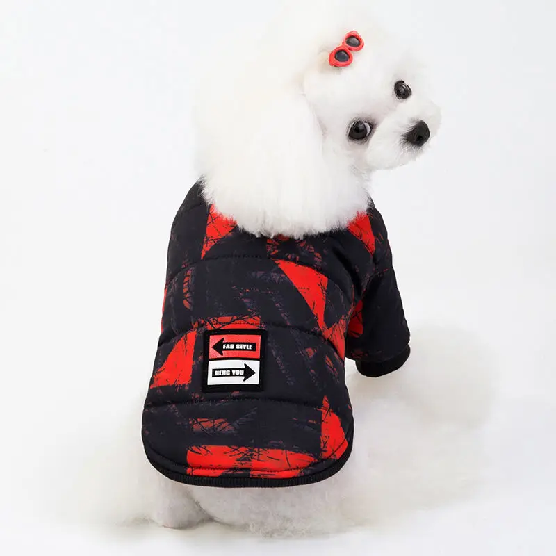 

Small Dog Warm Winter Clothes Dog Coat Jacket Autumn Winter Checkered Padded Jacket Coat Dog Cat Clothes