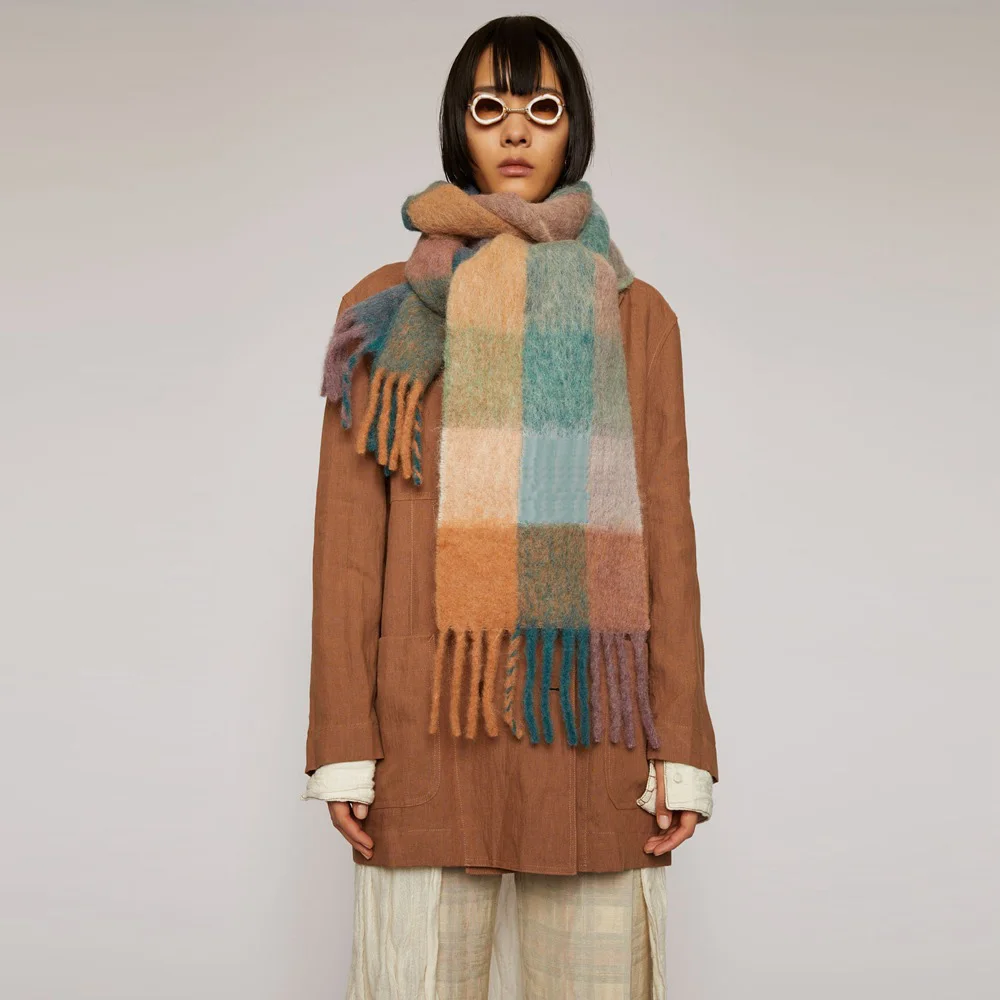 Новое поступление 2020 шарф из искусственного кашемира Женская цветная клетчатая