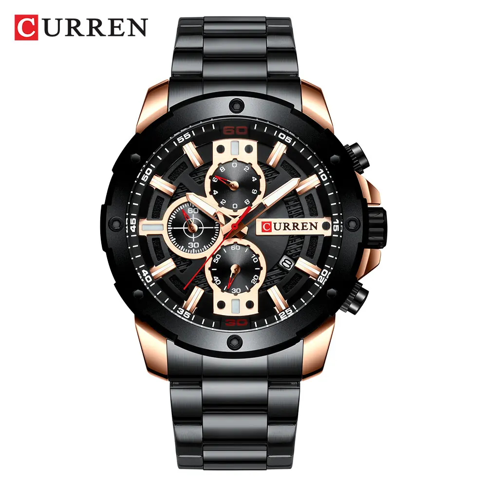 black watch CURREN Часы мужские из нержавеющей стали Кварцевые наручные часы Военные хронограф мужские модные спортивные часы водонепроницаемые 8336 - Цвет: black watch