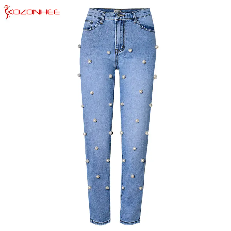 

Loose Embroidered Flares Straight jeans High Waist Washed Light Blue True Denim Pants Boyfriend Jean Femme For Women Jeans #666