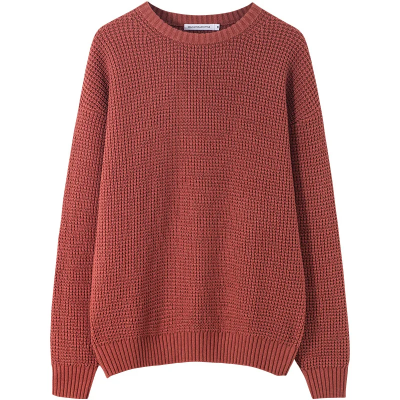 Простой тяжелый свитер в японском ретро стиле для мужчин модный оранжевый