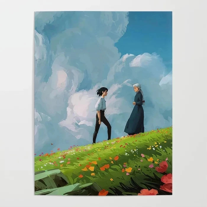 

Canvas Wall Art Howls Moving Castle HD Printed Poster Painting Anime Flower Modular Pictures Modern Home Decorative Living Room
