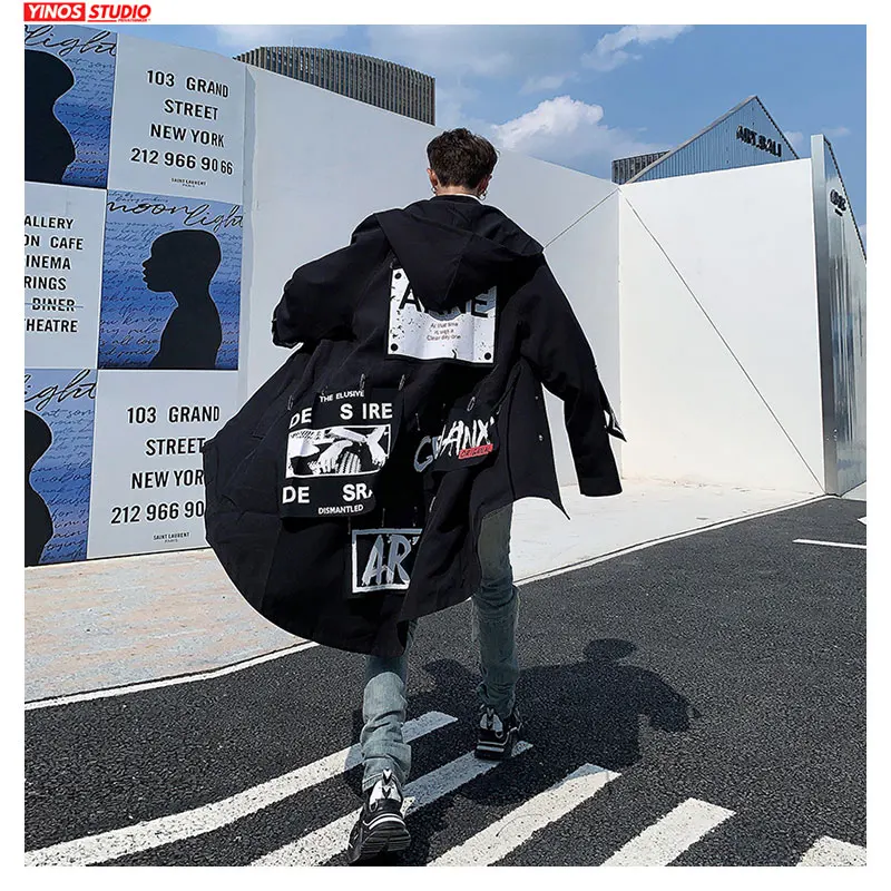 Японская уличная одежда с принтом мужская куртка-ветровка мешковатая накидка