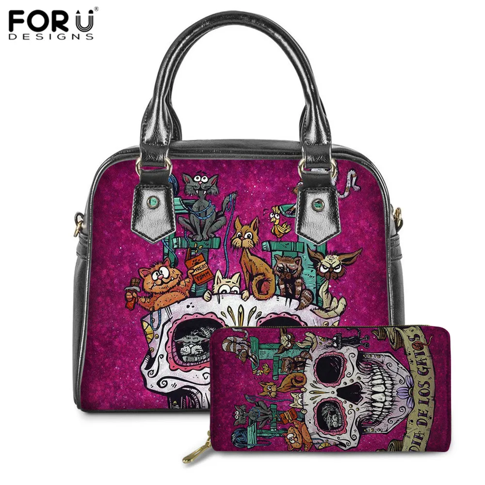 FORUDESIGNS с изображением сахарного черепа домашних животных 2 шт/шт. Сумочки кошелек