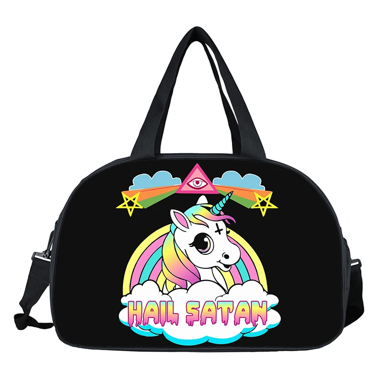 fantasy witch / black cat / fairy print travel bags multifunctional storage bag women handbag casual totes travel duffle bag