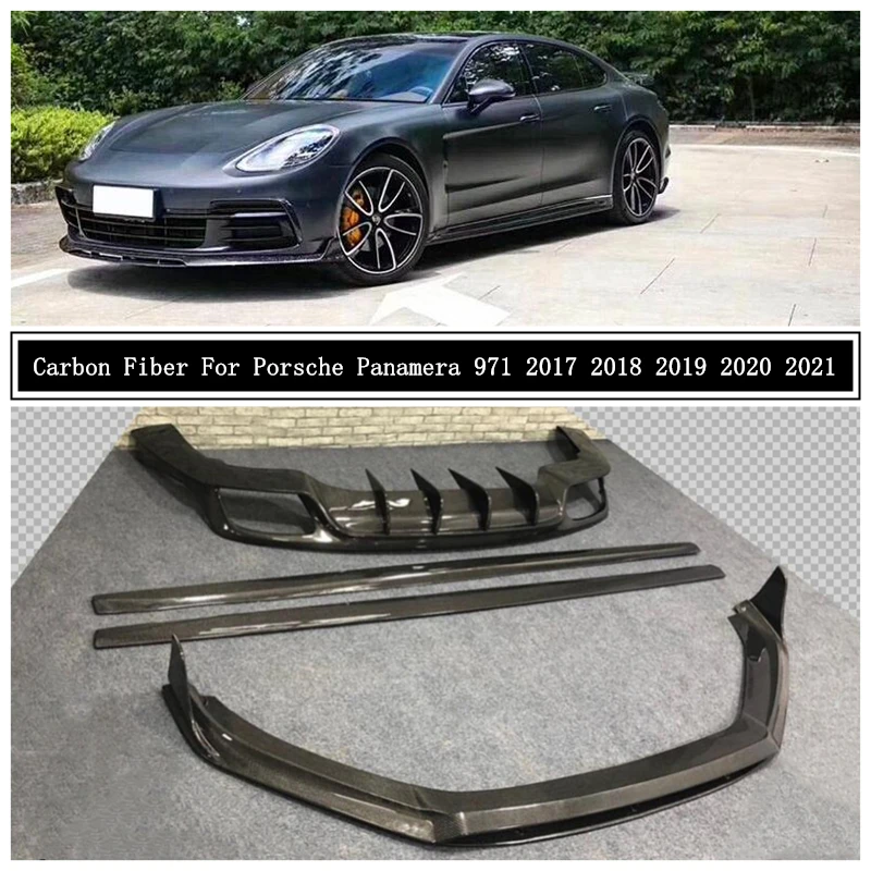 Для Porsche Panamera 971 2017 2018 2019 2020 2021 углеродное волокно передний задний бампер диффузор