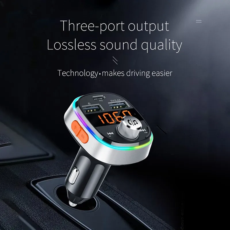 Автомобильный FM-передатчик PD 3 0 Быстрая зарядка беспроводной Bluetooth стерео