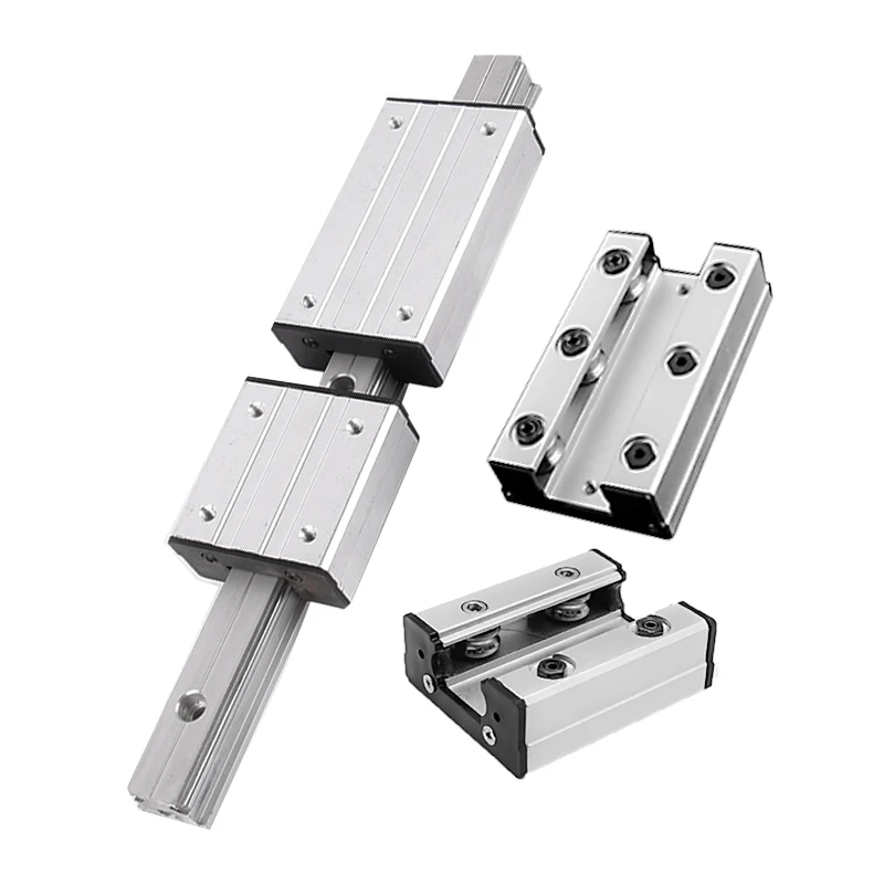 1/2pc double axle core roller linear guide LGD6 150-1150mm axle type linear guide with 4/6 wheel block slider rail cnc parts