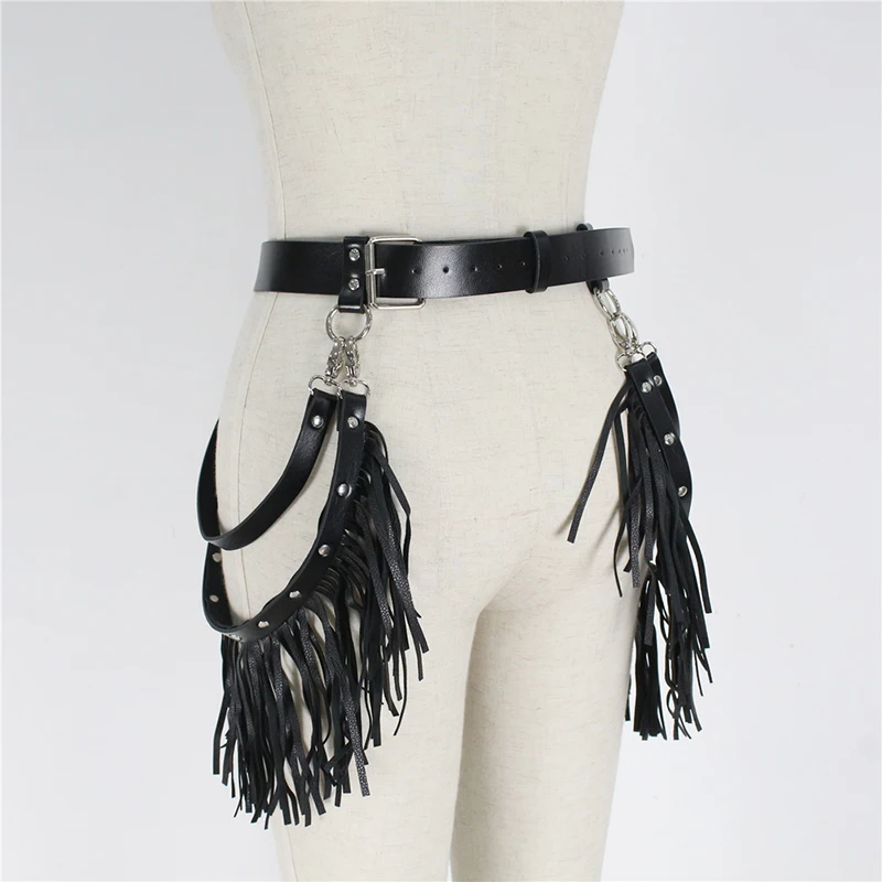 Женский широкий пояс с цепочкой CKMORLS в стиле Харадзюку панк готика ремень пряжкой