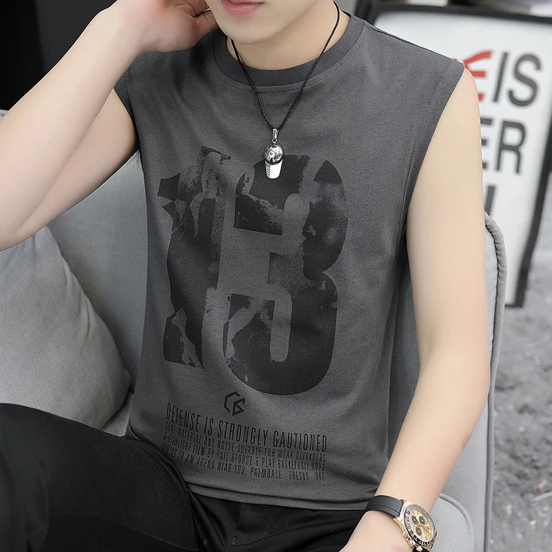 

New Vest Men'S Personal Trend In Summer Shoulder Exercise Basketball Clothes Wear Loose Sleeveless Shirt