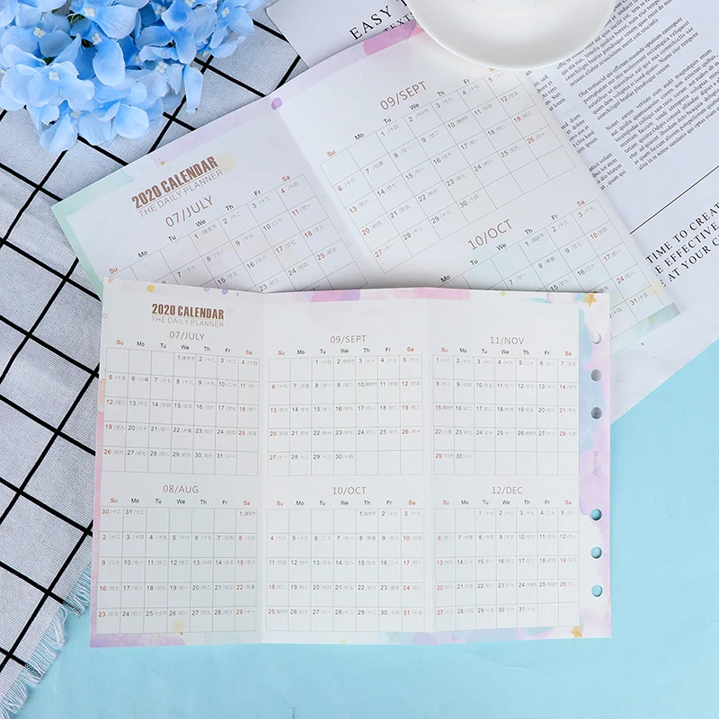 

New Creative Cute Cartoon 2021 Year Calendar Index Divider For 6 Holes Diary Binder Weekly Planner notebooks,A5 A6