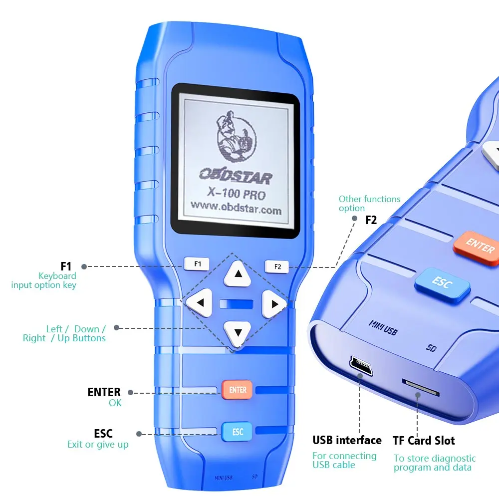 Программатор автоматических ключей OBDSTAR X100 PRO (C + D) IMMO и кластерная калибровка |