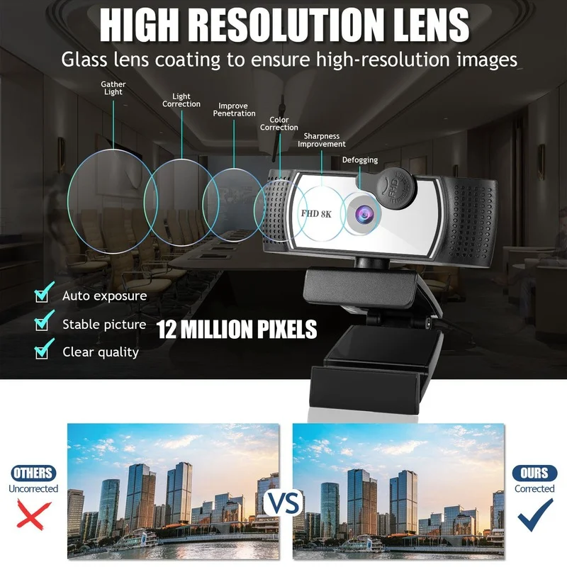 8k4k autofocus webcam 1080p camera hd network usb live broadcast 2k driver free laptop computer web cam camera wihe microphone free global shipping