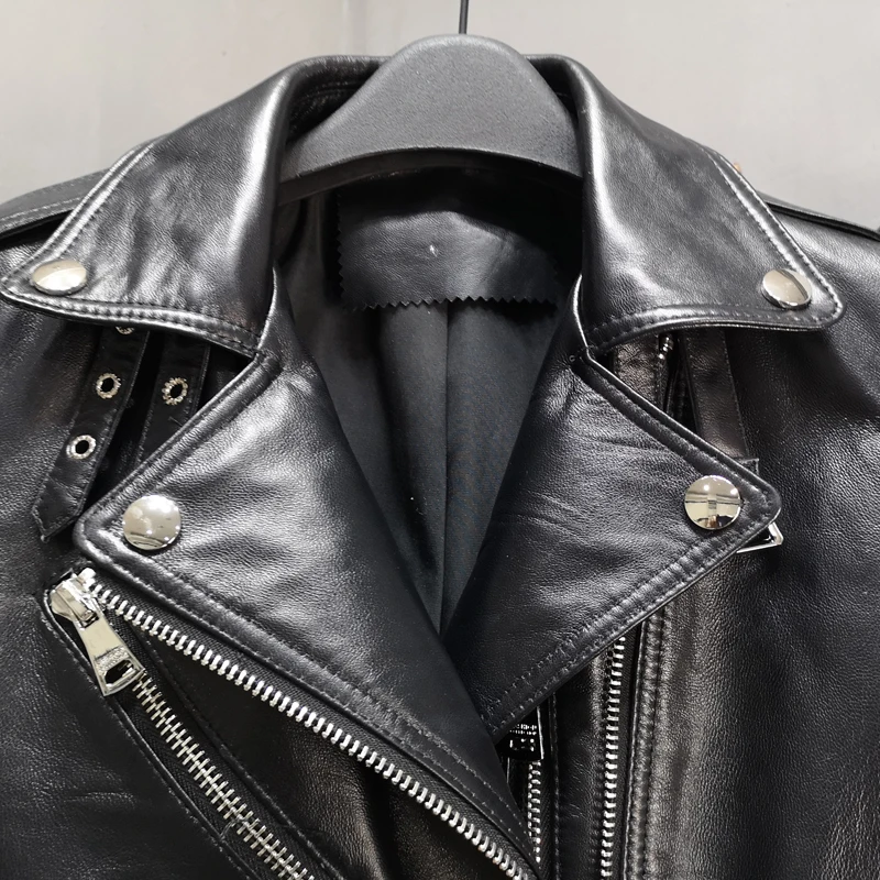 Genuine Leather Jacket Women Real Sheepskin Ladies Coat New Fashion Autumn Winter Motorcycle Biker Outerwear Clothes