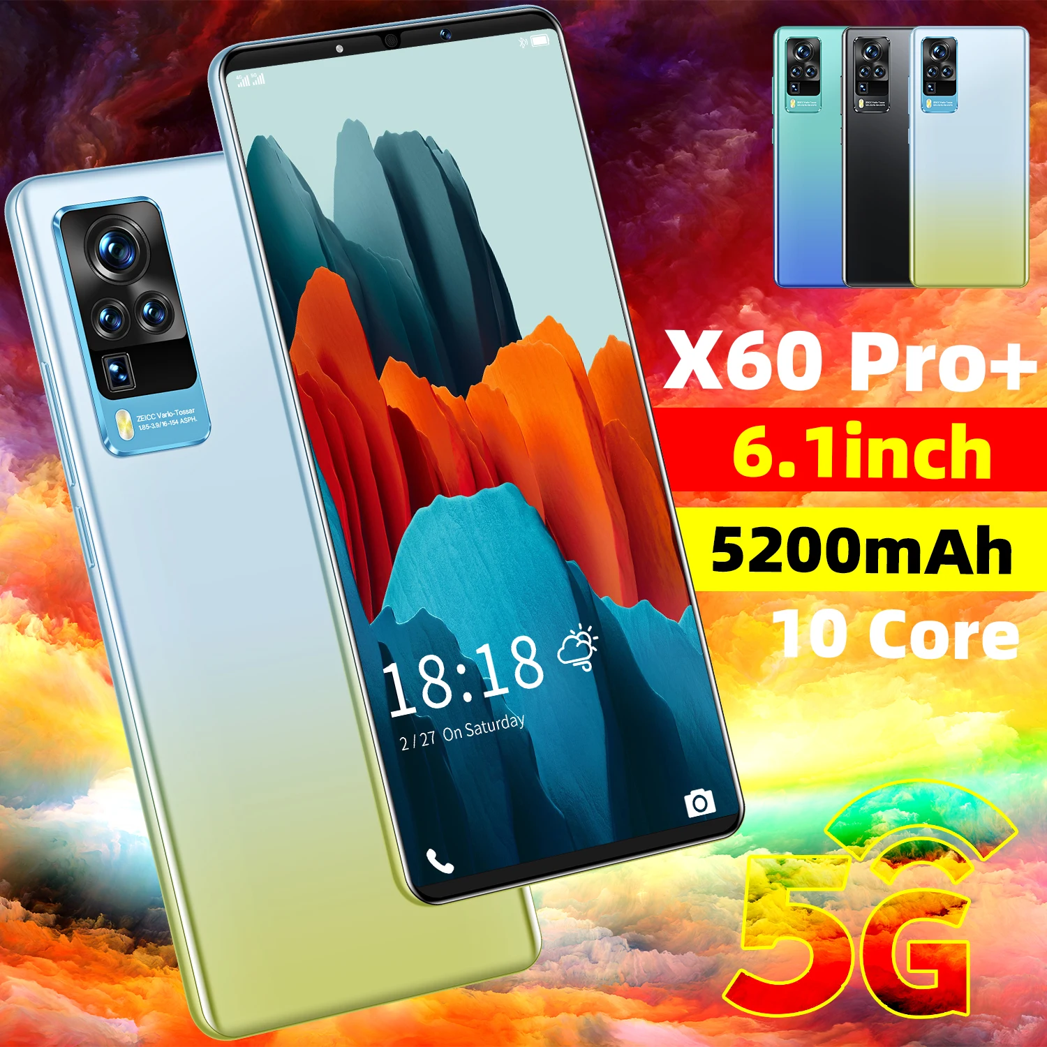 x60 pro 6 1 hd display 14403200 mobile phone android 10 12512gb memory smartphone wireless wifi 5200mah battery fast charging free global shipping