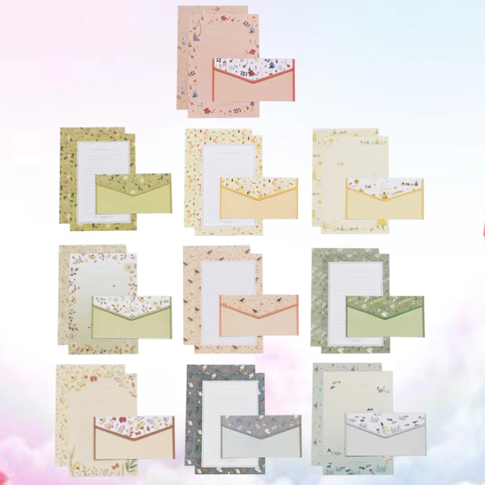 

10Sets A5 Flower Printing Envelope and Letter Paper Lovely Writing Stationery Envelopes Kit (Mixed Pattern 30Pcs Envelop and 60P