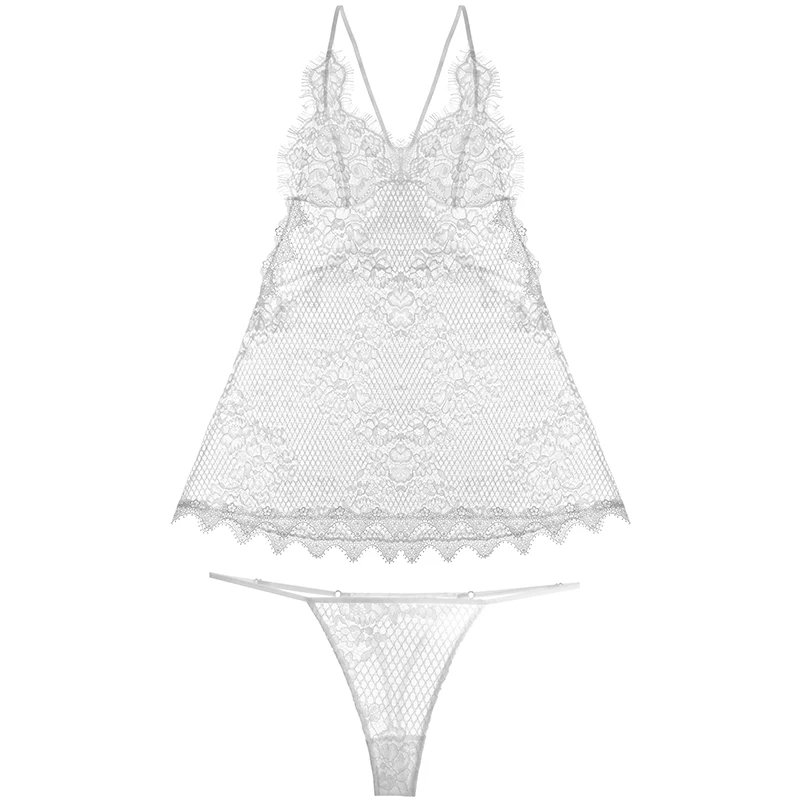 Пикантные Для женщин LingerieNightshirt Детское Белье для сна одежда кружевное Ночная