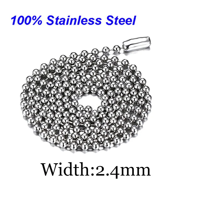 Chain width 2.4mm WIWI 1 шт. 1,5/2,0/2,4/3,0 Нержавеющая сталь цепь из бусин оптом ожерелья из бусинок для DIY ожерелья Аксессуары для ювелирных изделий - Цвет: Chain width 2.4mm