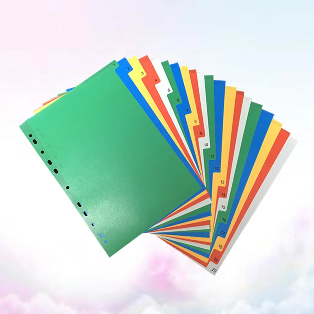 

40PCS A4 Colorful Page Classified Lables Tab Dividers (Color Printed Number)