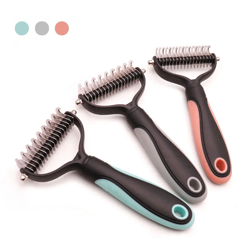 

Pets Fur Knot Cutter Dog Grooming Shedding Tools Pet Cat Hair Removal Comb Brush Double sided Pet Products Suppliers