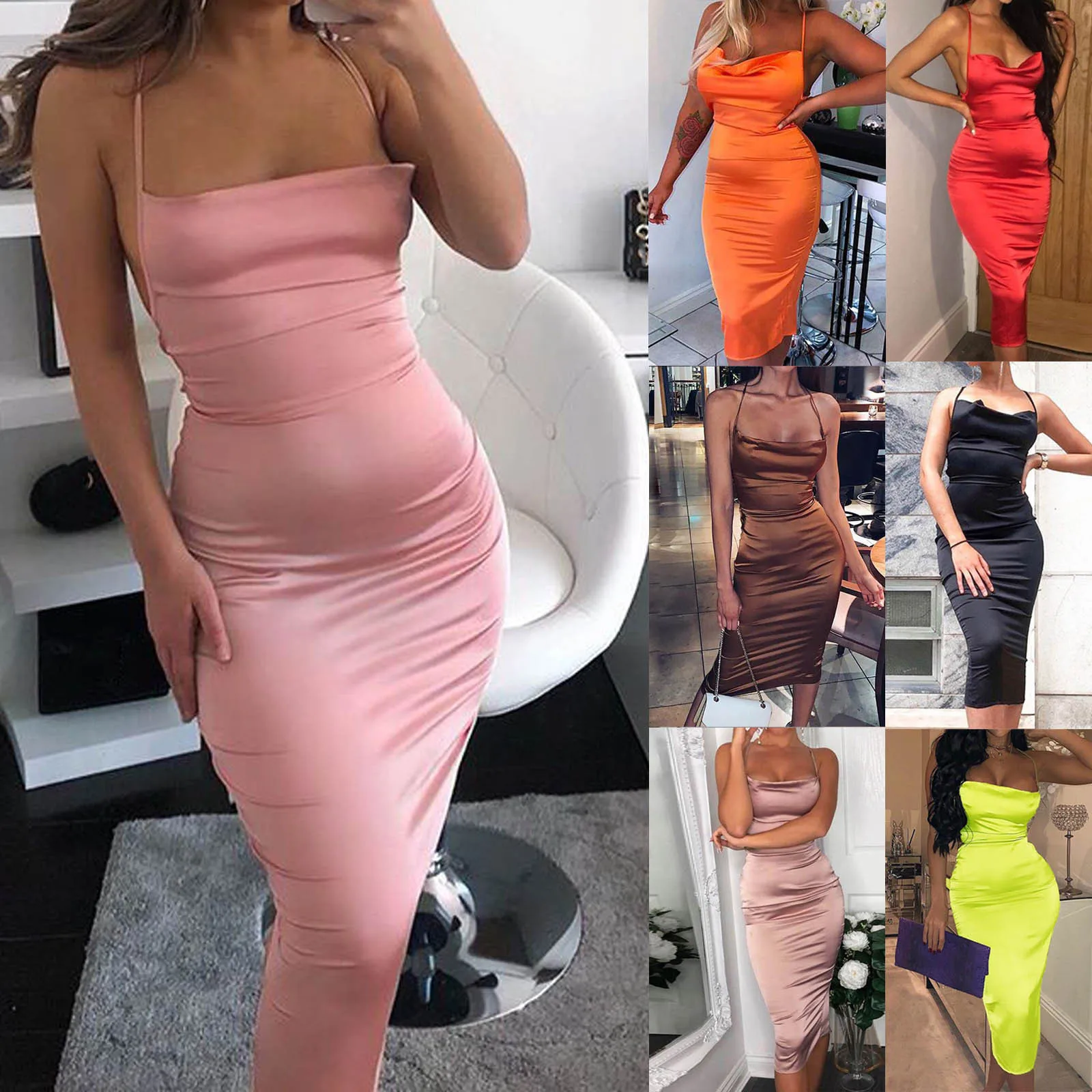 

SAGACE Dropshipping Summer Fashion Dress Sexy Wipe Breast With Slimstring Sleeveless Solid Club For Ladies женское платье