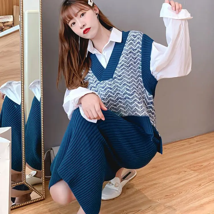 Модные женские костюмы осень и зима 2019 новый стиль рубашка с длинным рукавом