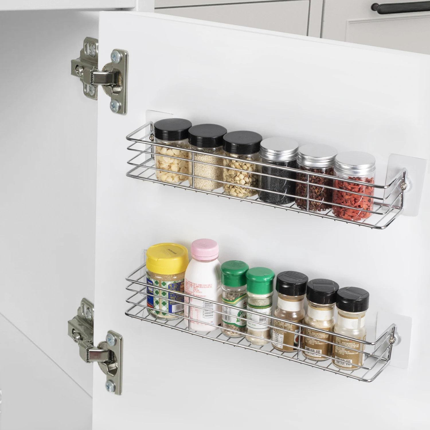 mimifly spice rack organizer wall mounted 2 pack floating shelves storage for kitchen cupboard pantry cabinet door pack of 2 free global shipping