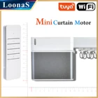 Умная домашняя электрическая мини-система для штор Loonas Tuya с Wi-Fi, направляющая с радиочастотным пультом дистанционного управления, поддержка Alexa и Google Home