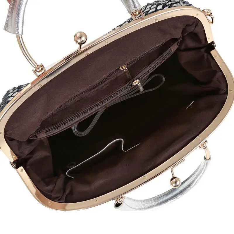 

Bestform Fashion Handbag Denim Knitting Rhinestone Bags For Women 2021 New Large Capacity Casual Tote Shoulder&Crossbody Bags