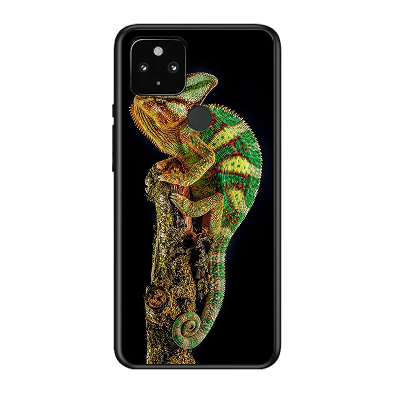 

Animal Lizard Chameleon Soft TPU Silicone Black Cover For Google Pixel 5 4A 5G 4 XL Phone Case