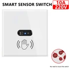 Умный настенный выключатель света с инфракрасным датчиком, стеклянная панель, Великобритания, нейтральный провод, 220 В, 10 А, настенный светильник ель света, не нужен сенсорный