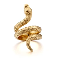 new retro animal snake ring gold stainless steel ring punk mens women jewelry lovers gift