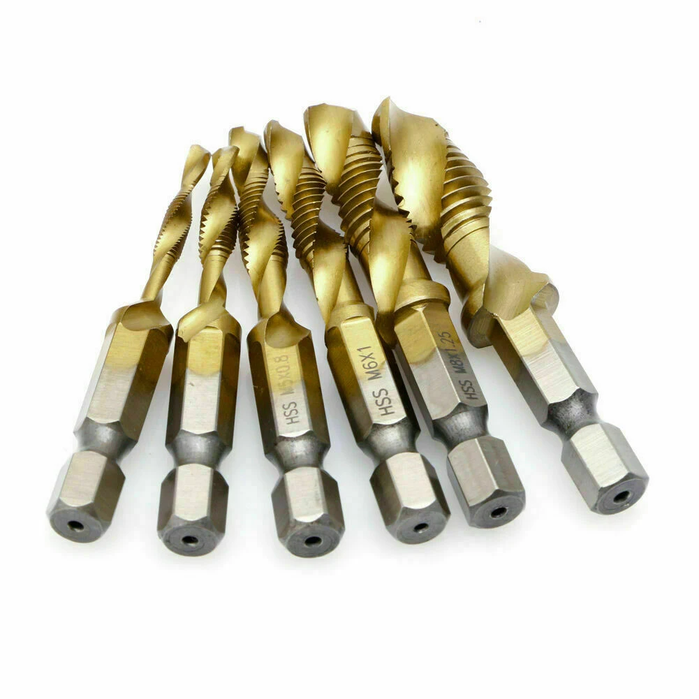 

Tapping Hexagon Shank Tap Drill Bit 1/4inch Titanium Plated Compound Cutting