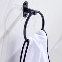 black free punch aluminum towel ring holder hanger wall mounted for bathroom home