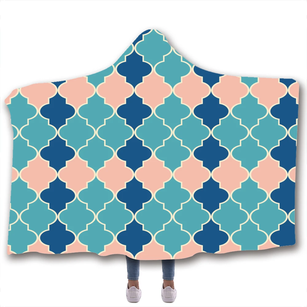 Квадратный психоделический гобелен одеяло с капюшоном Флисовое Двухслойное