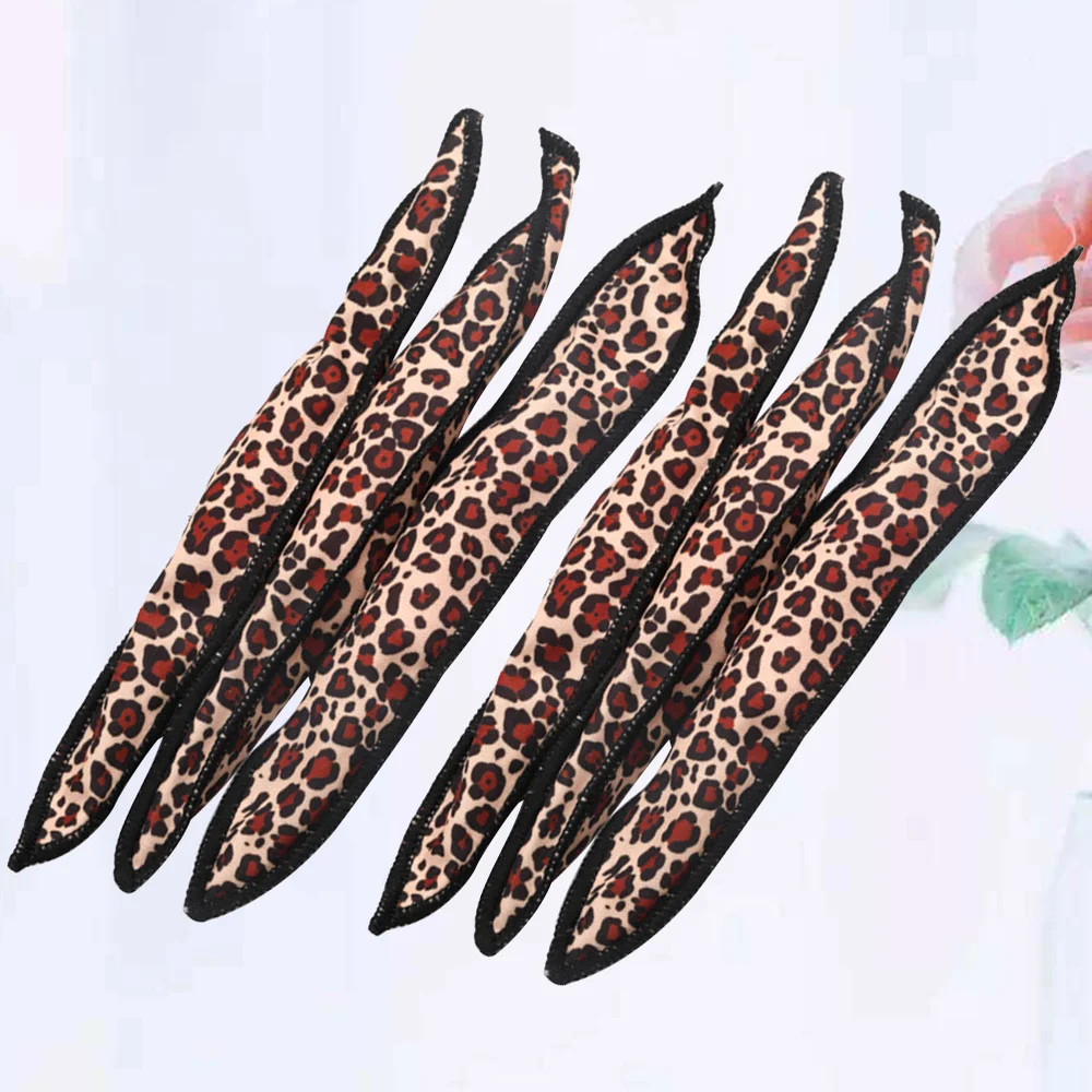 

6pcs Adorable Hair Curlers Sponge Hair Rollers Hair Large Wavy Styling DIY Tools for Girls Ladies (Leopard Color)