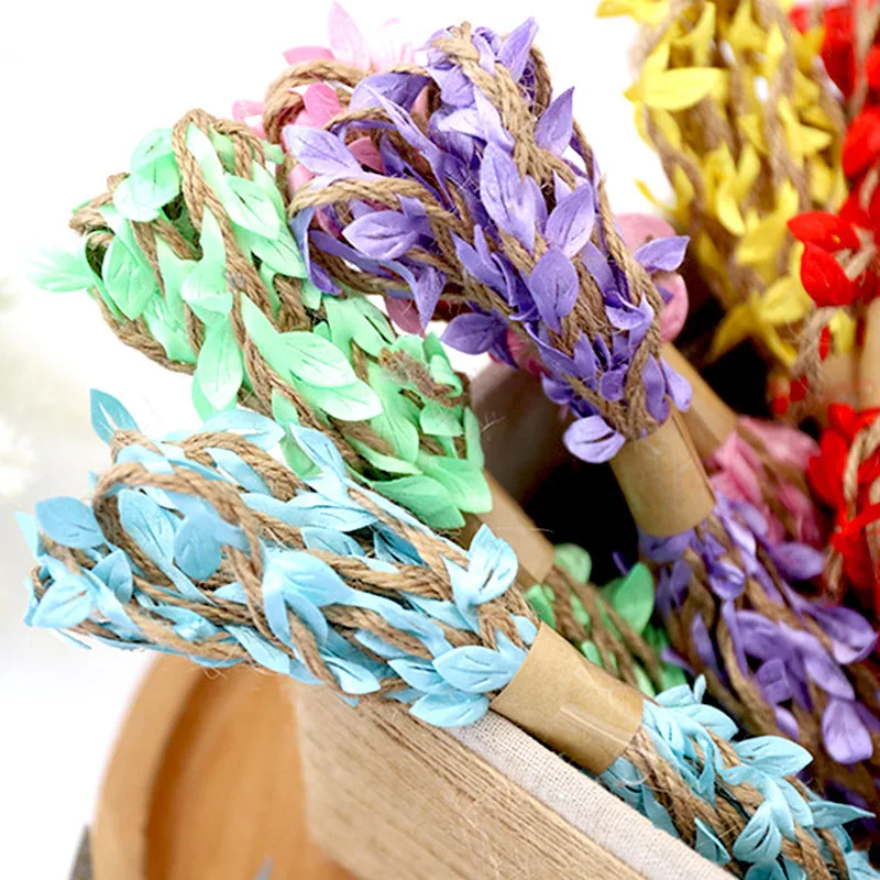 2 м 5 имитация зеленых листьев плетеная пеньковая веревка сделай сам Свадебный