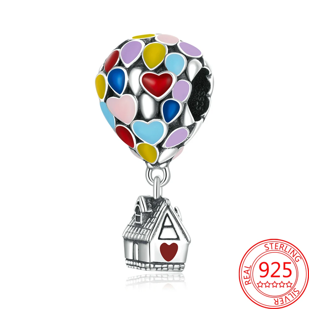 

Luxury Enamel Rainbow Balloon Flying House Globe Dangle Charm Fit Pandora Bracelets and Necklaces DIY Jewelry Gifts for Girls