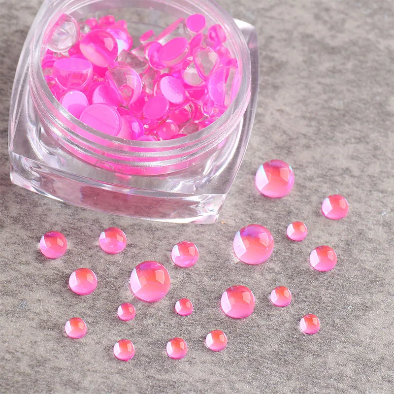 

1Box Mixed Size Candy Colors Mermaid Round Glass Crystal Beads AB 3D Flatback Acrylic Stones DIY Nail Art Rhinestone Decorations