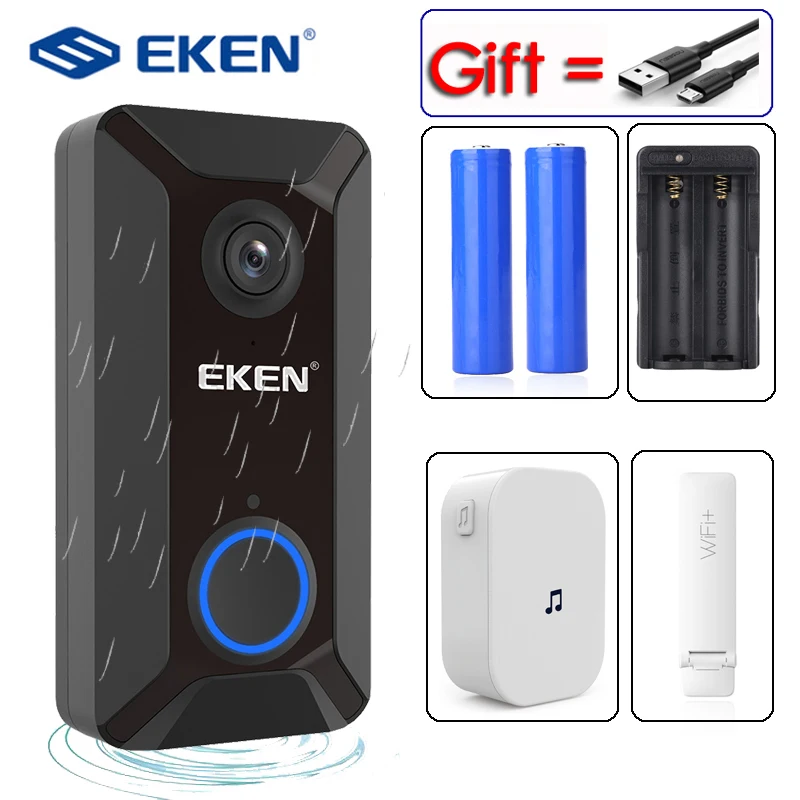 Eken V6 смарт WiFi видео дверной звонок камера визуальный домофон с колокольчиком ночного видения IP дверной звонок беспроводная домашняя камера безопасности