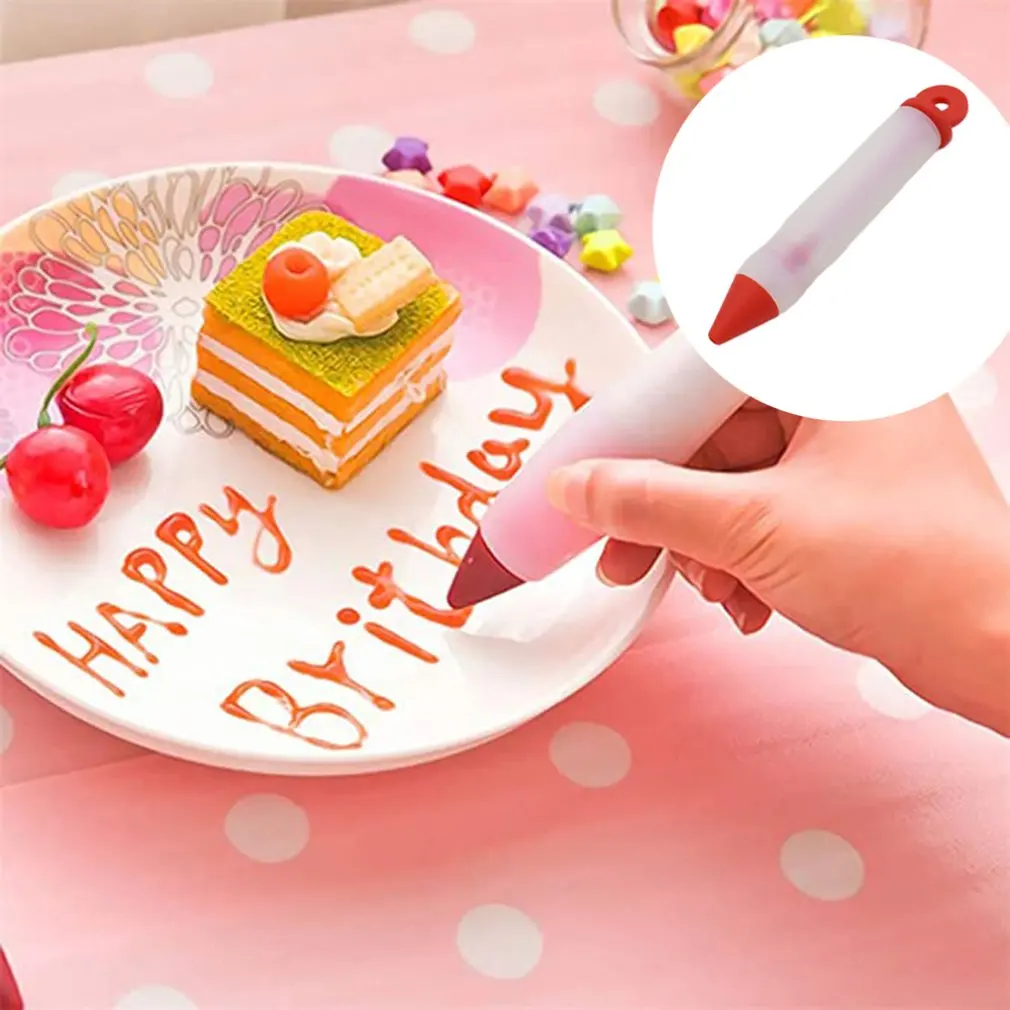 Pastry Cream Chocolate Decorating Syringe Silicone Plate Paint Pen Cake Cookie Ice Pens |