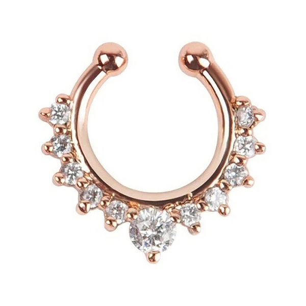 Кольцо для пирсинга носа Хрустальная поддельная перегородка пирсинг вешалка на