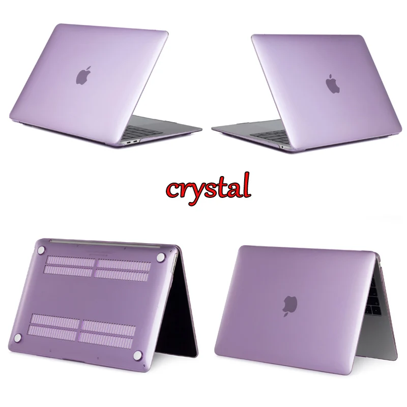 crystal Purple Кристально прозрачный жесткий защитный чехол для Macbook Air retina Pro 13 15 Touch Bar A2159 A1706 A1707 A1990 AIR 13 A1932 - Цвет: crystal Purple