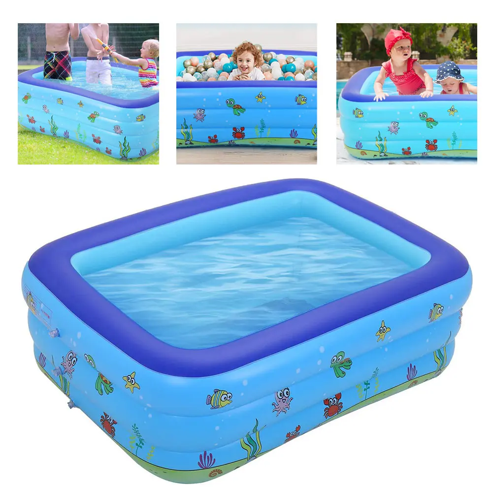 

150M 130M Rectangular Inflatable Swimming Pool Thicken PVC Paddling Pool Bathing Tub Outdoor Summer Swimming Pool For Kids