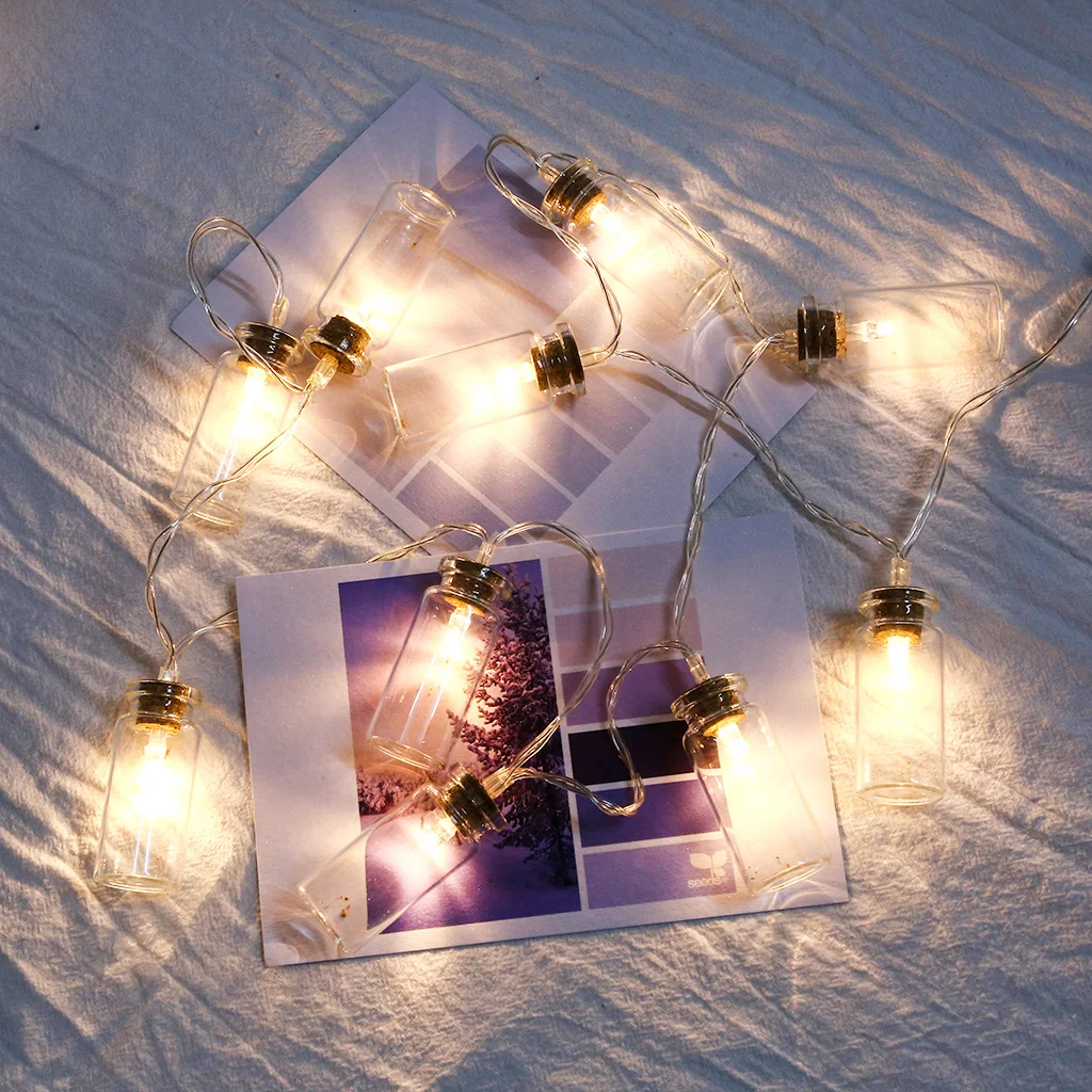 10LED стекло Желая бутылка декоративная форма огни гирлянда Ретро звезда Рождество