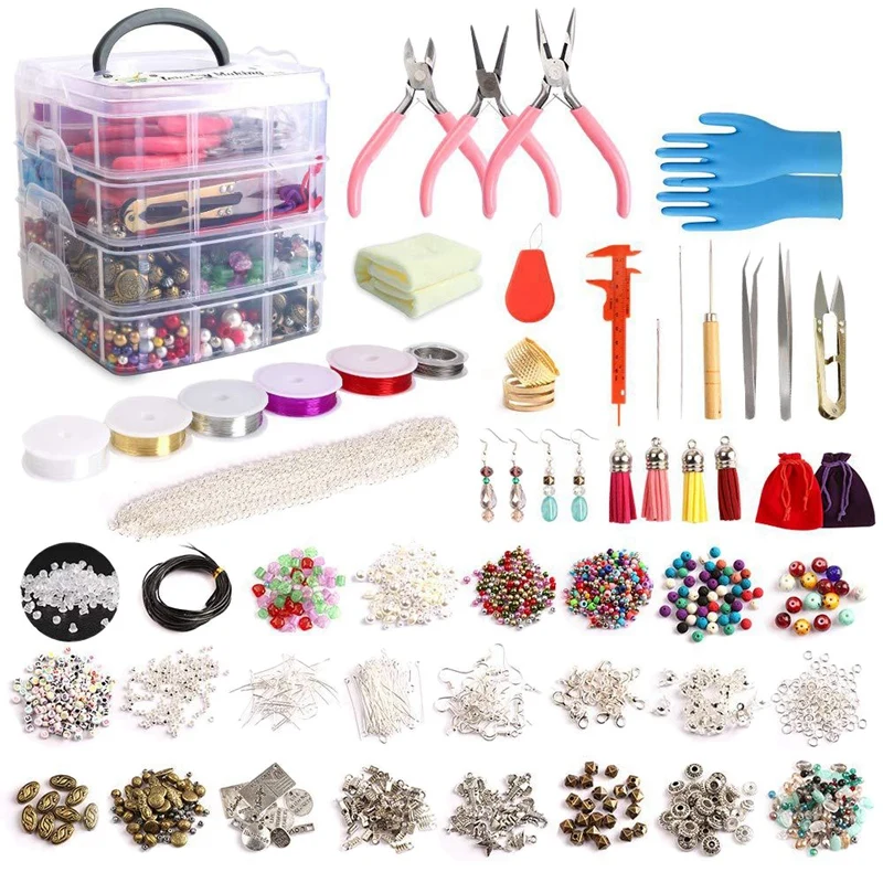 

1960Pcs/Set Jewelry Making Kit with Beads Jewelry Pliers for Necklace Bracelet Earrings Making and Repairing